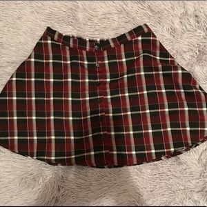 Button-up Plaid Skirt